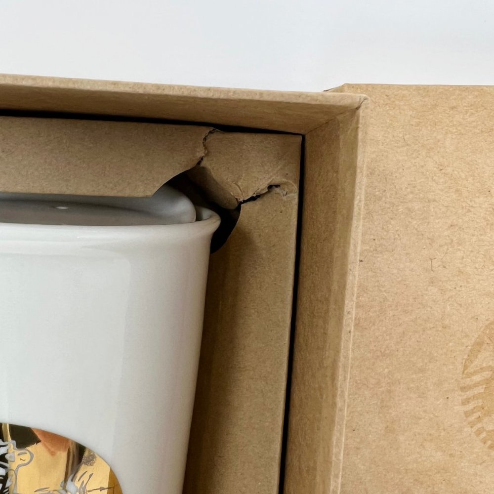 (SOLD)Starbucks Coffee White Porcelain and Gold Graphic Mug w/ Lid and Box - Picture 12 of 12